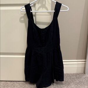 Abercrombie & Fitch Black Sleeveless Romper with Button-Front